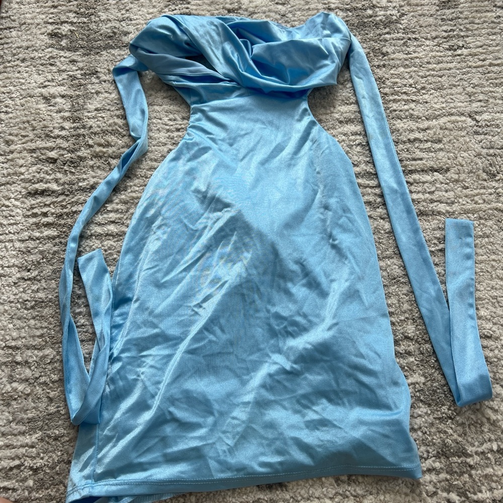 Elegant Blue Halter Dress